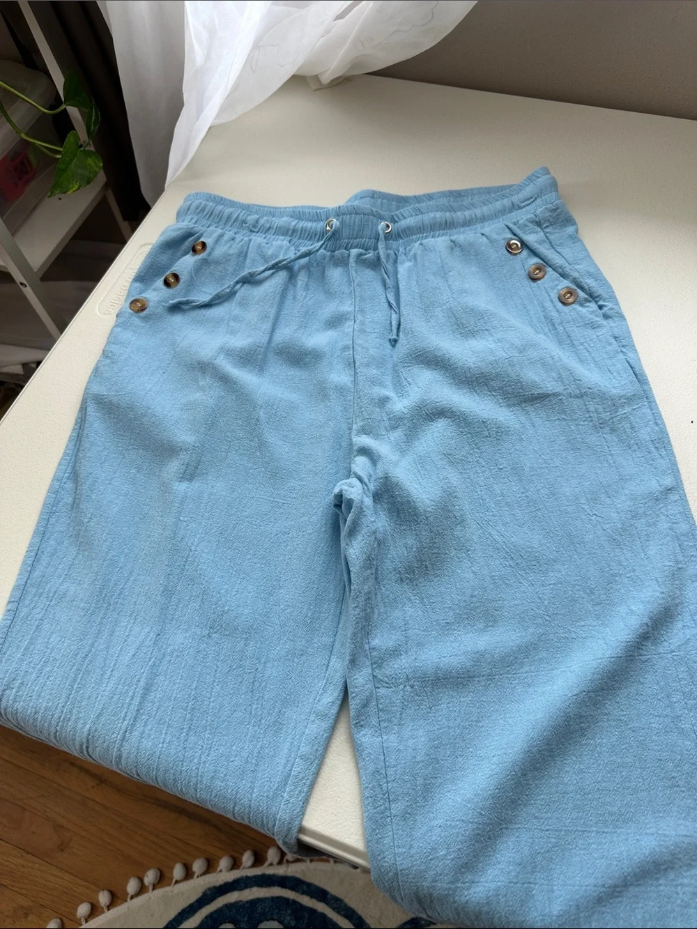 Light Blue Women’s Drawstring Casual Pants
